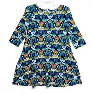 All For Color Dress Womens XS Blue Green Floral Sheath BodyCon Stretch Mini Midi